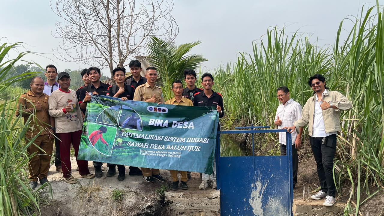 Himpunan Mahasiswa Mesin UBB Resmikan dan Serahkan Sistem Irigasi Sawah kepada Masyarakat Desa Balunijuk